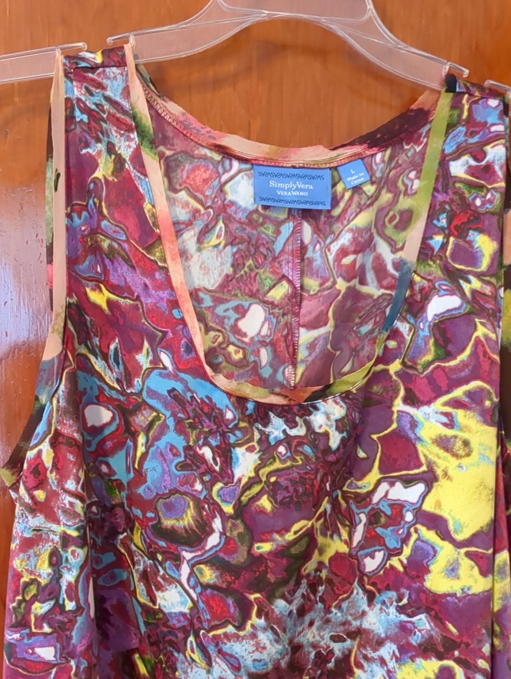 Simply Vera Multicolor Abstract Dress- Vibrant Red & Yellow